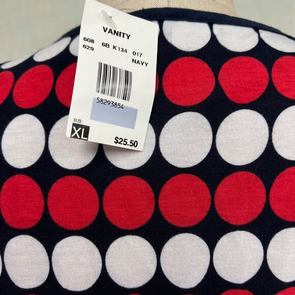 NWT Deadstock 2000s Polka Dot Ribbon Tie Front Blouse XL - Picture 5 of 5